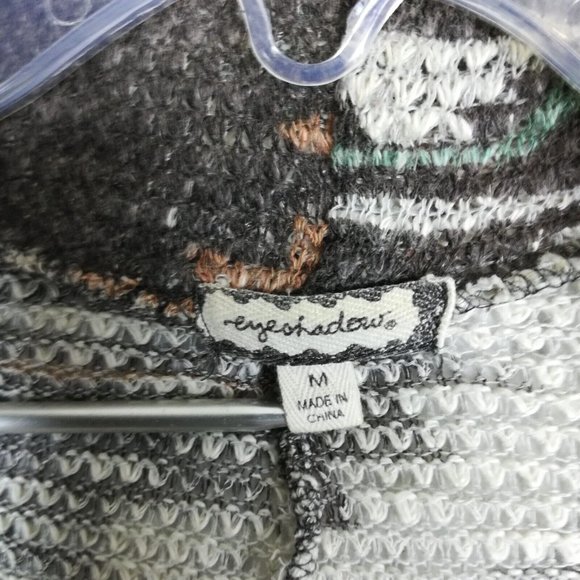 EyeShadow Womens Cardigan Aztec Open Front Multicolor Long Sleeve Medium - Picture 6 of 10